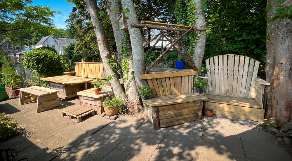 Bespoke garden furniture made with reclaimed timber